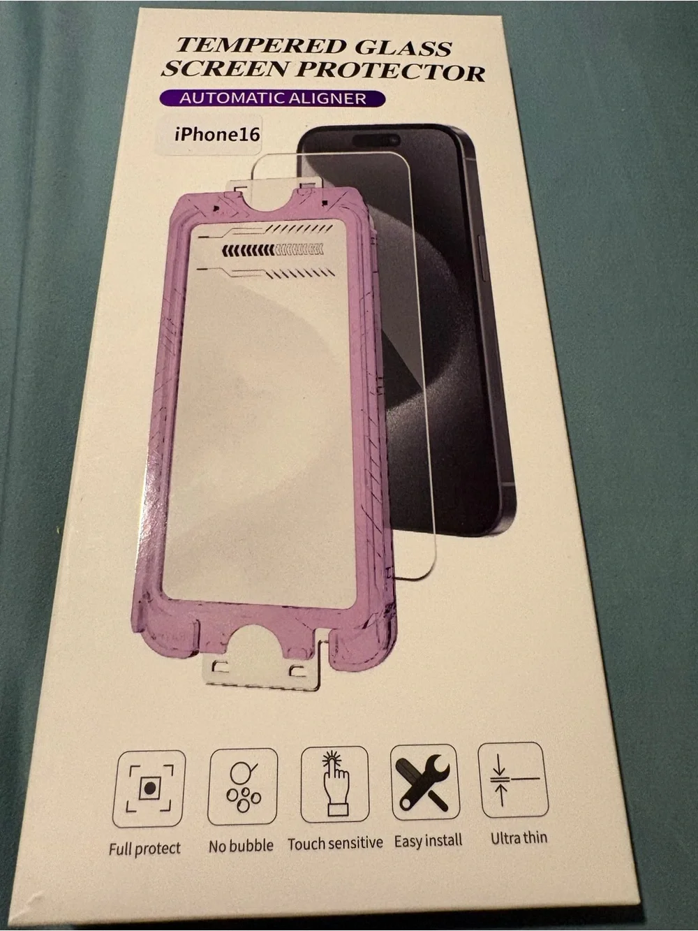 iPhone 16 Silicone Case with Tempered Glass Screen Protector - Cream